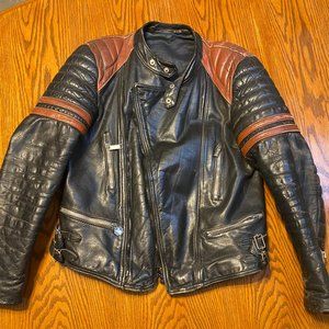 Vintage Moto Cuir Leather Jacket w/ Road Rash